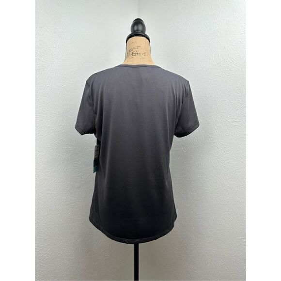 Ideology Women’s Deep Charcoal Perforated Crewneck T-Shirt Size Large - Picture 3 of 14